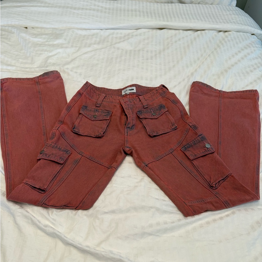 Fashion Nova Pink Flare Wide Leg Jeans